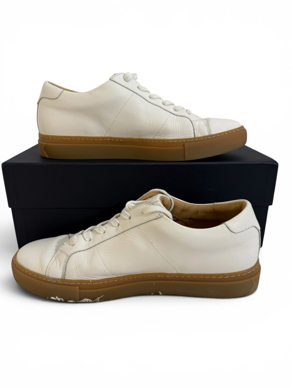 Greats White Leather Sneakers Gum Sole Men’s Size 9 - Picture 4 of 10